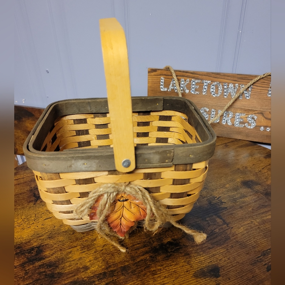 Vintage Autumn themed Rustic Tan and Brown Woven Basket